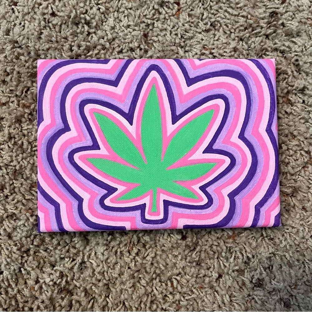 Handmade Small Pot Leaf Panting